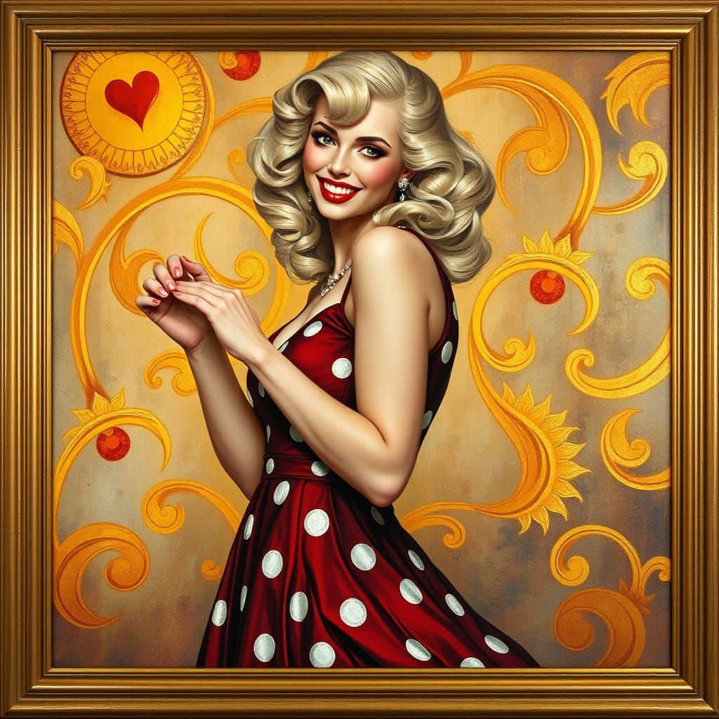 Cyberpunk Pin-Up Goddess in Luxurious Oil Painting