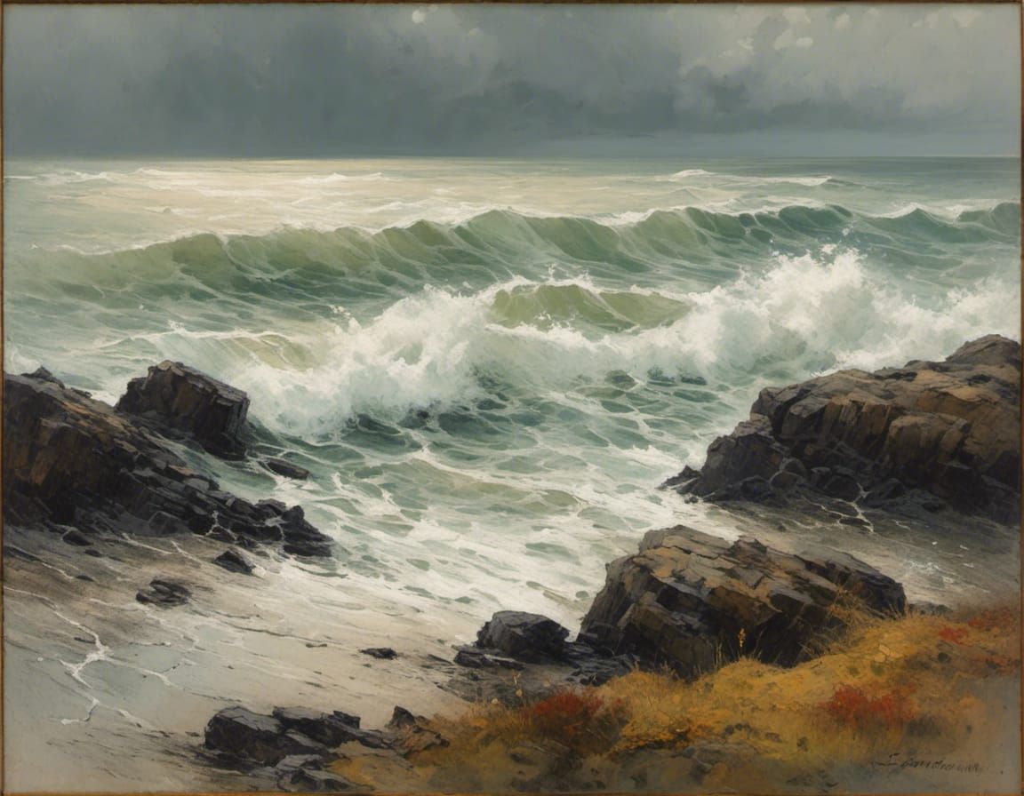 Stormy Scottish Hebrides Coastline in Detailed Style