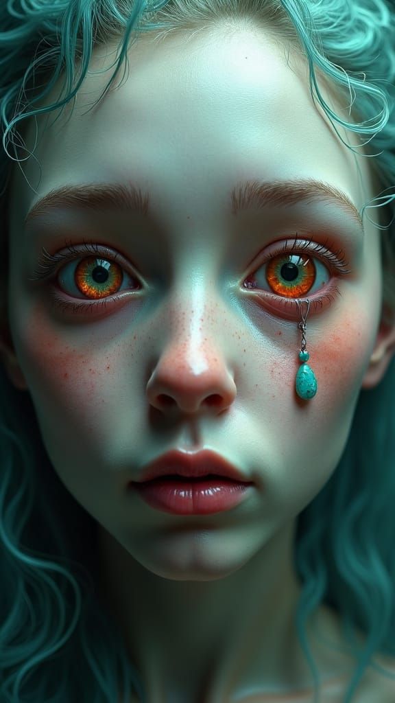 Surreal Hyper-Realistic Portrait with Bulging Eyes