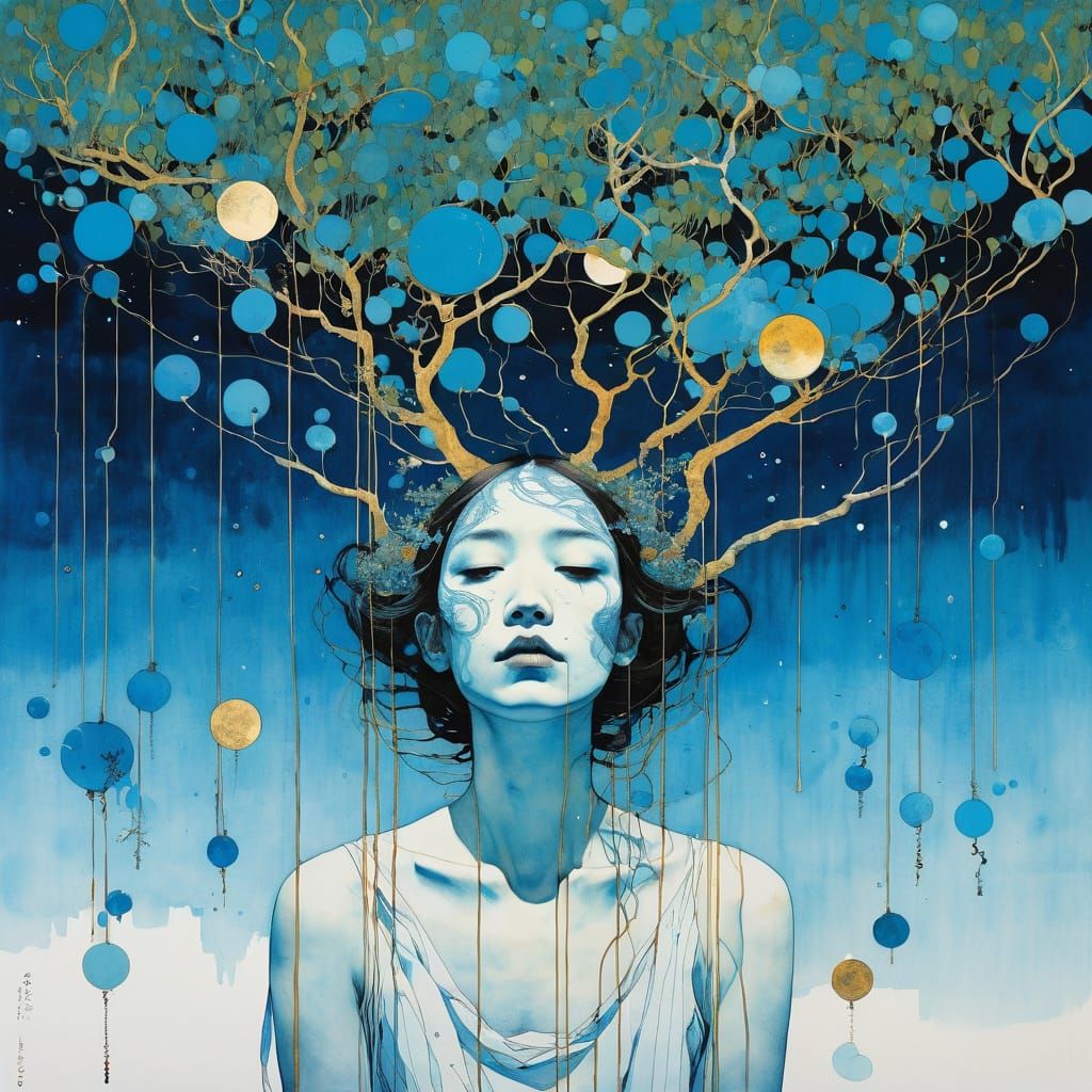 Surreal Blue Mangroves Under Madness Moons