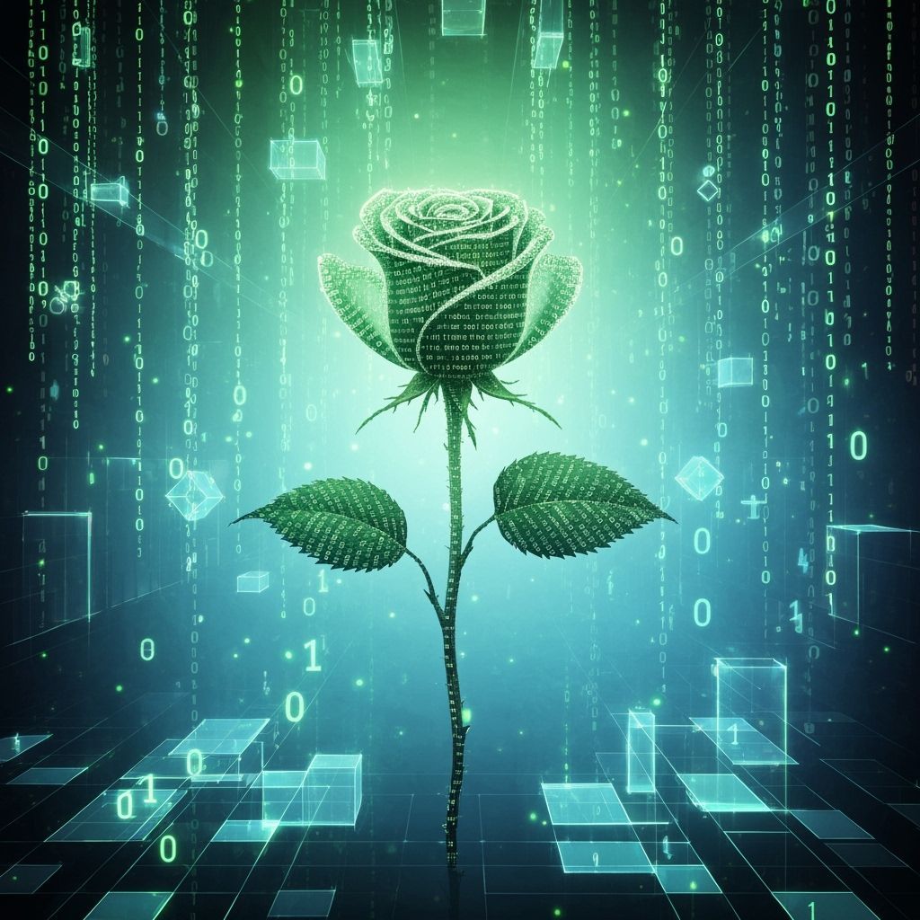 Code Rose in Digital Watercolor Style