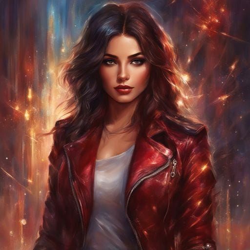 Beautiful Arabic Girl Portrait in Dark Red and Black