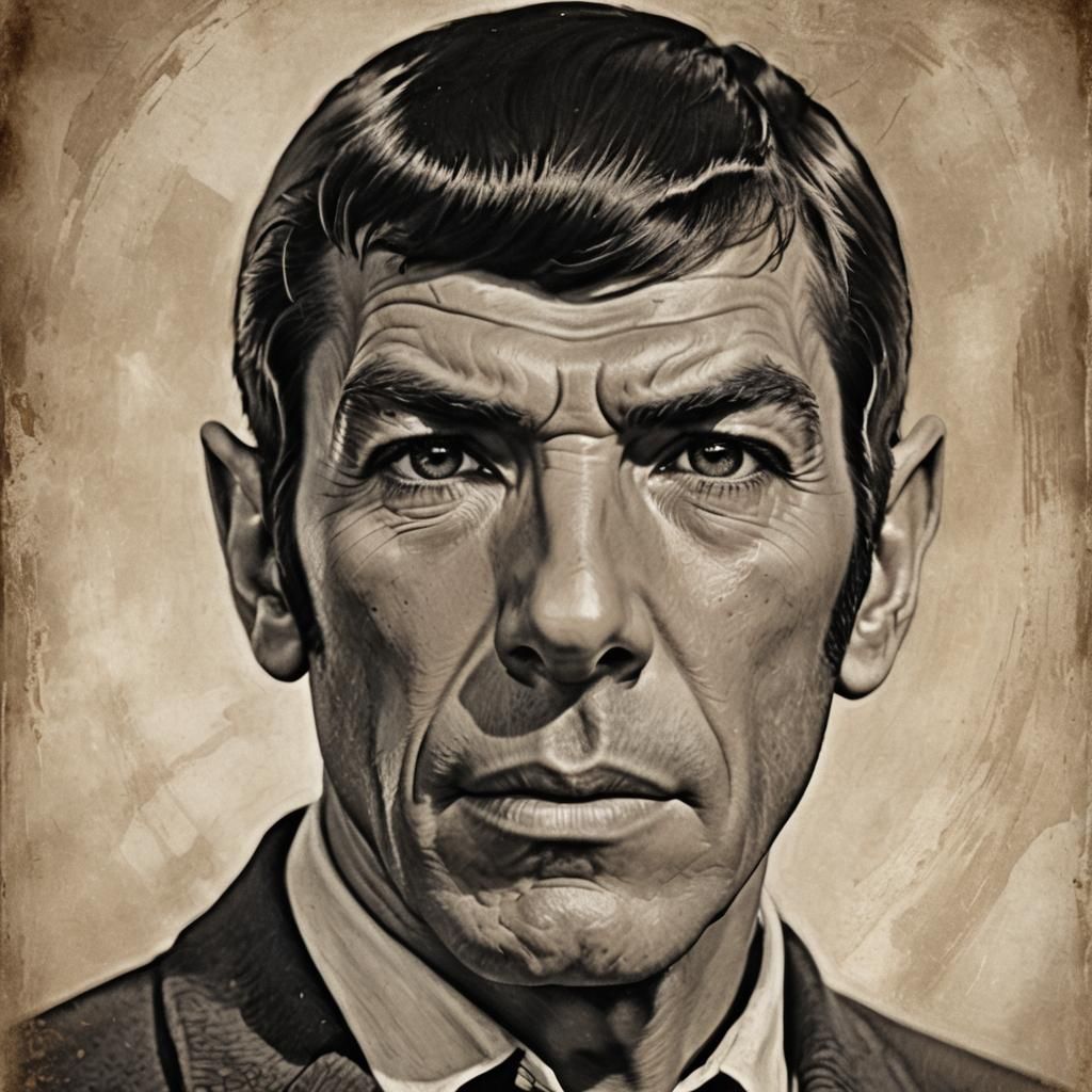 Spock Portrait: Wisdom and History in Sepia Tone