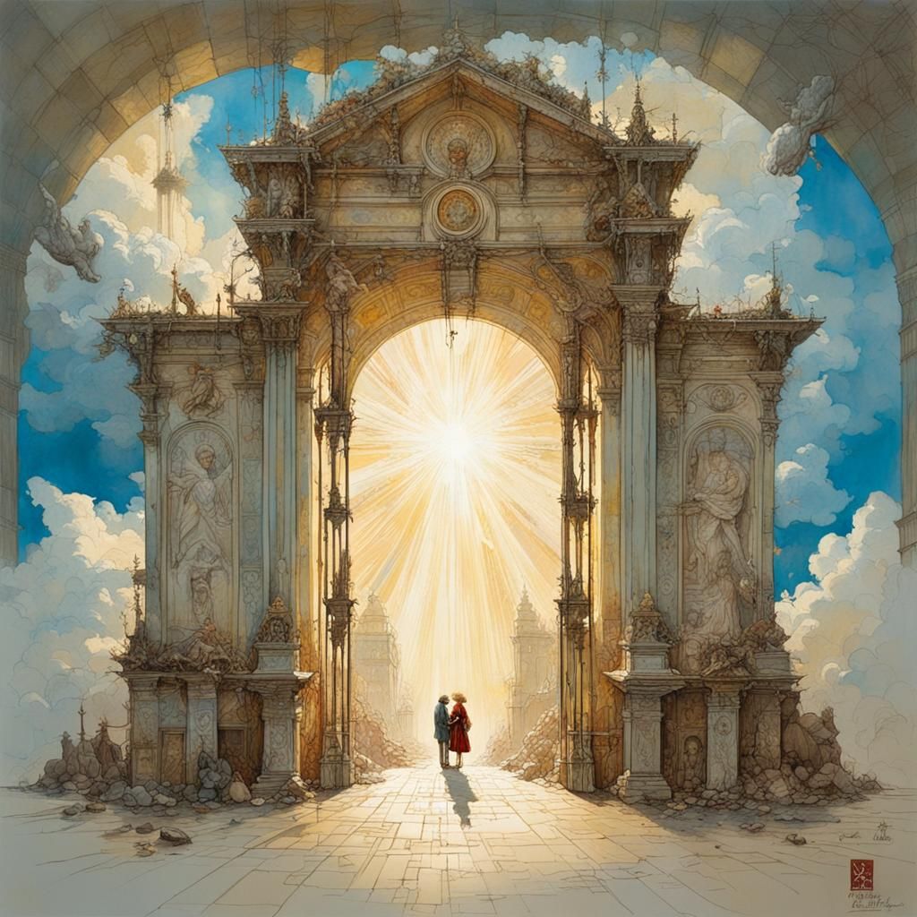 Majestic Gates of Paradise in Fantasy Art Style