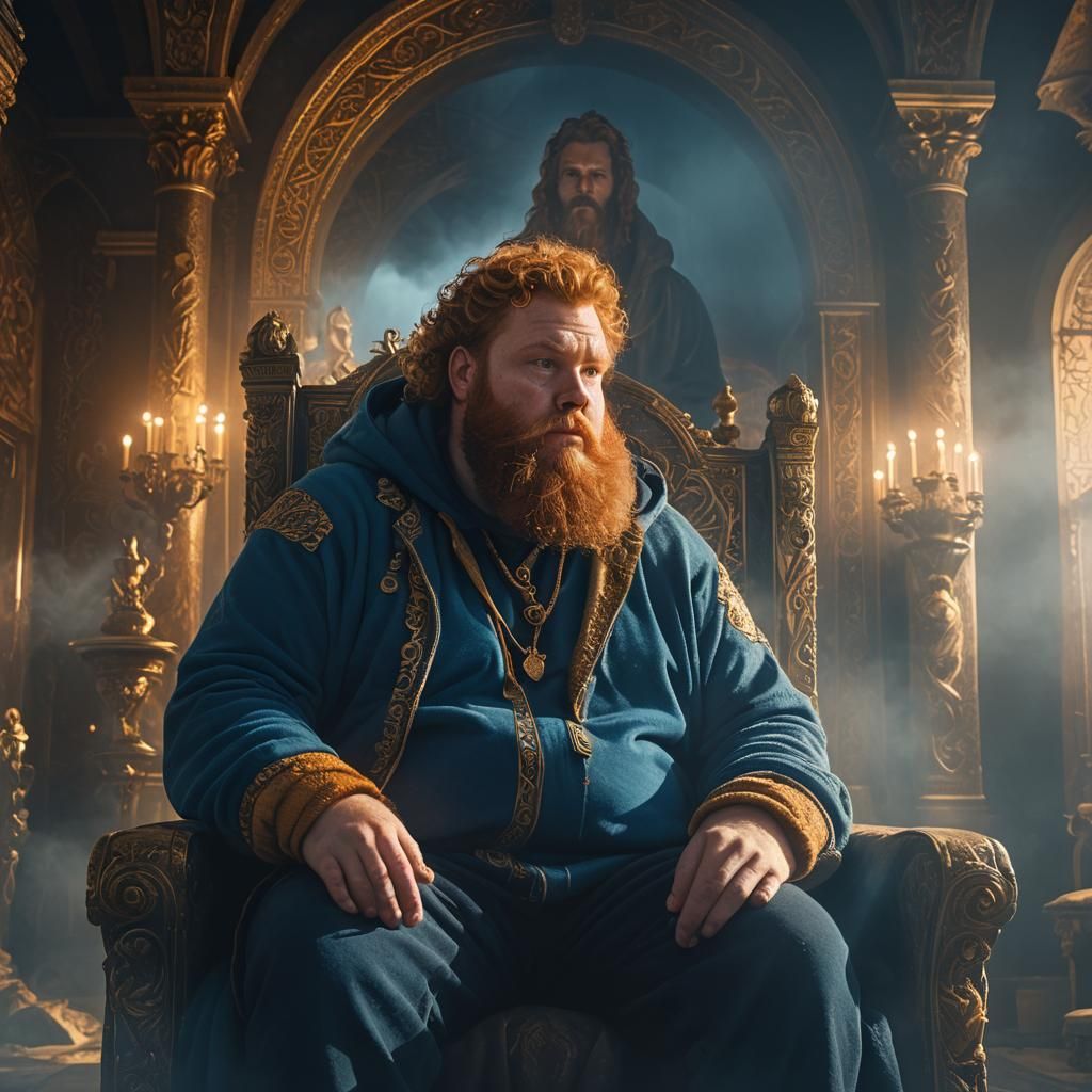 Regal Man on Throne in Opulent Digital Painting