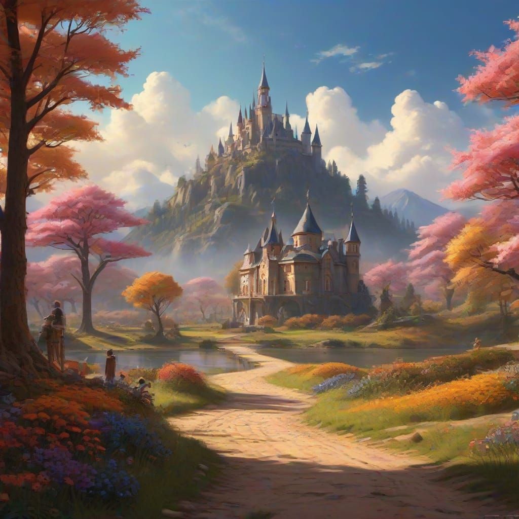 Magical Candy Kingdom with Gingerbread Man and Fairy