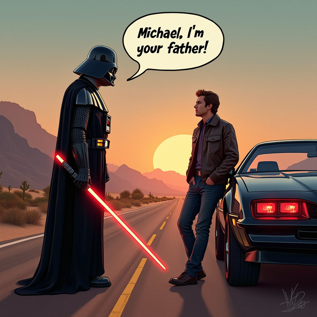 Darth Vader Meets Knight Rider on Desert Highway