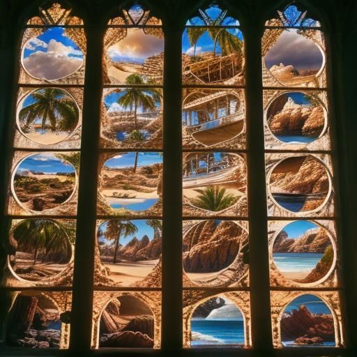 Photorealistic Seascape with Palms and Detailed Shoreline