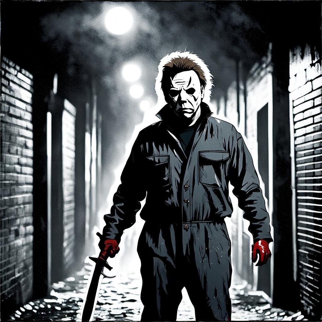 Michael Myers Horror Movie Poster in Vintage Style
