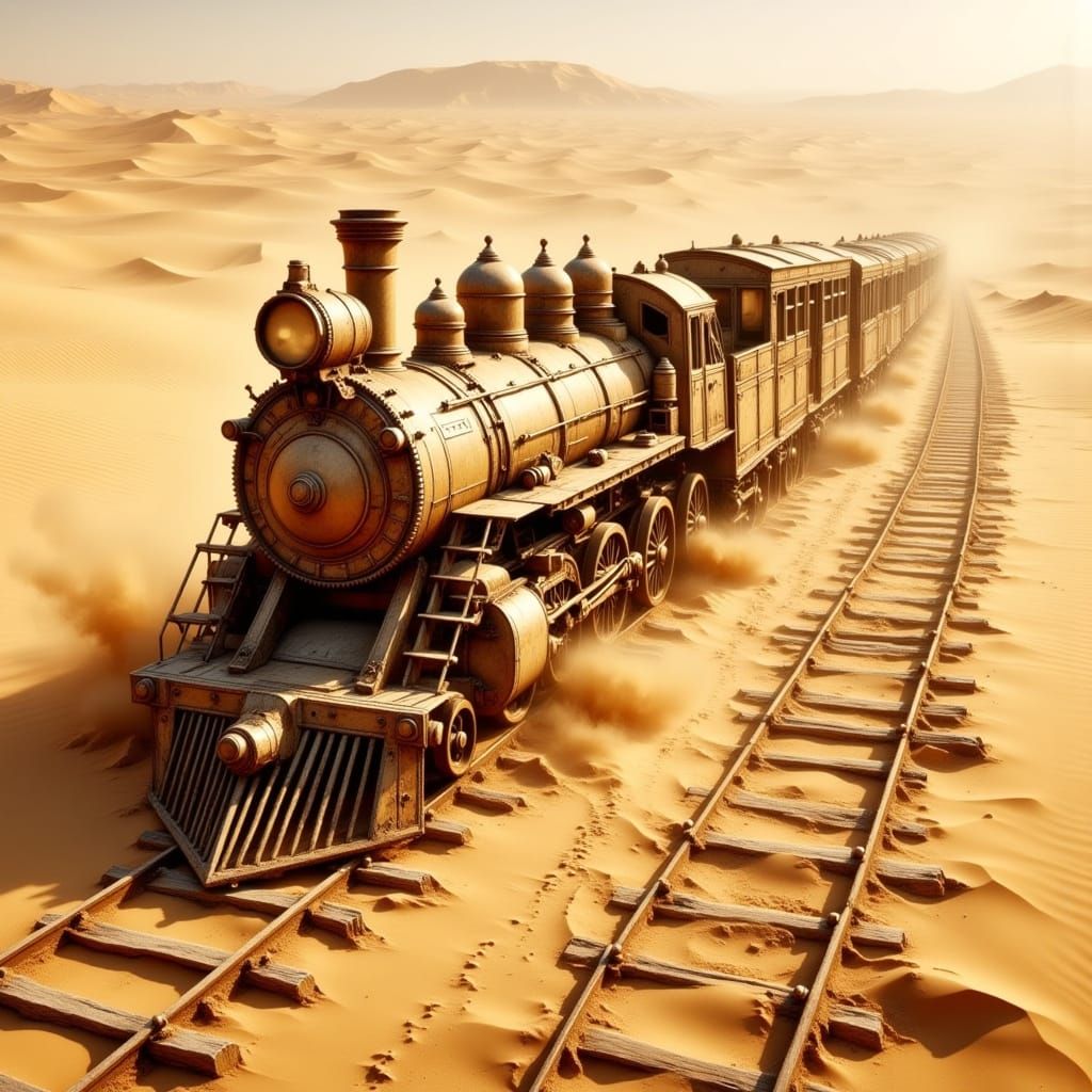 Sahara Desert Sand Locomotive Sculpture in Beige Tones
