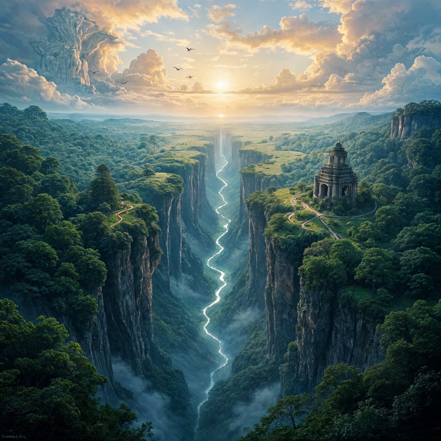 Forest Split by Light: Bird's Eye View