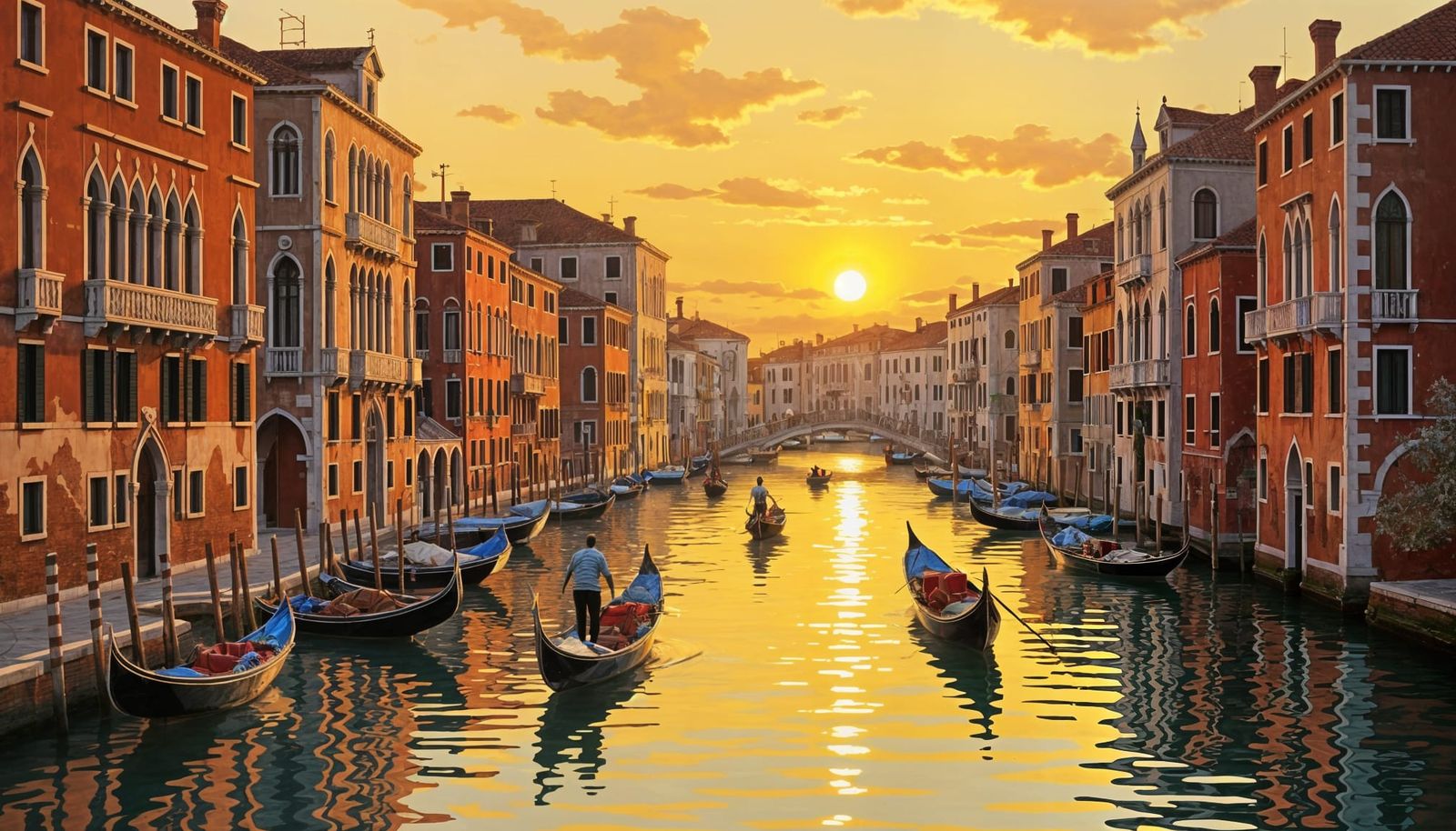 Venice Sunrise in Canaletto Style