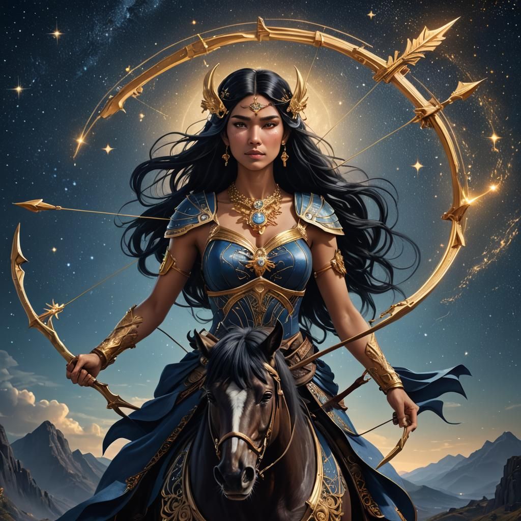 Sagittarius Goddess in Starry Night Sky