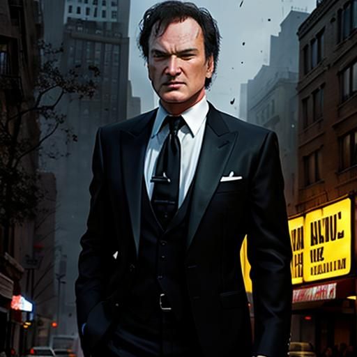 Man in Black Suit with Paint Drops