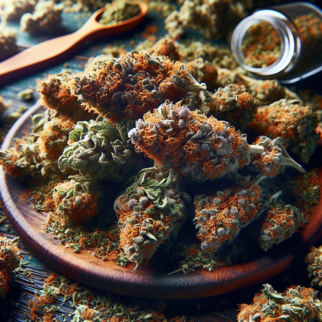 Dried Herbs with Trichomes Close-Up