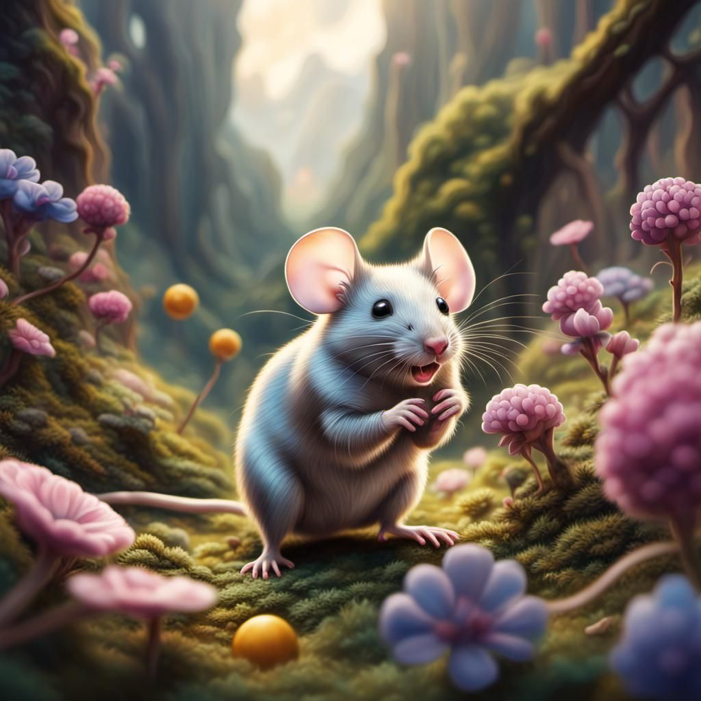 Playful Mice in Vibrant Digital Matte Painting