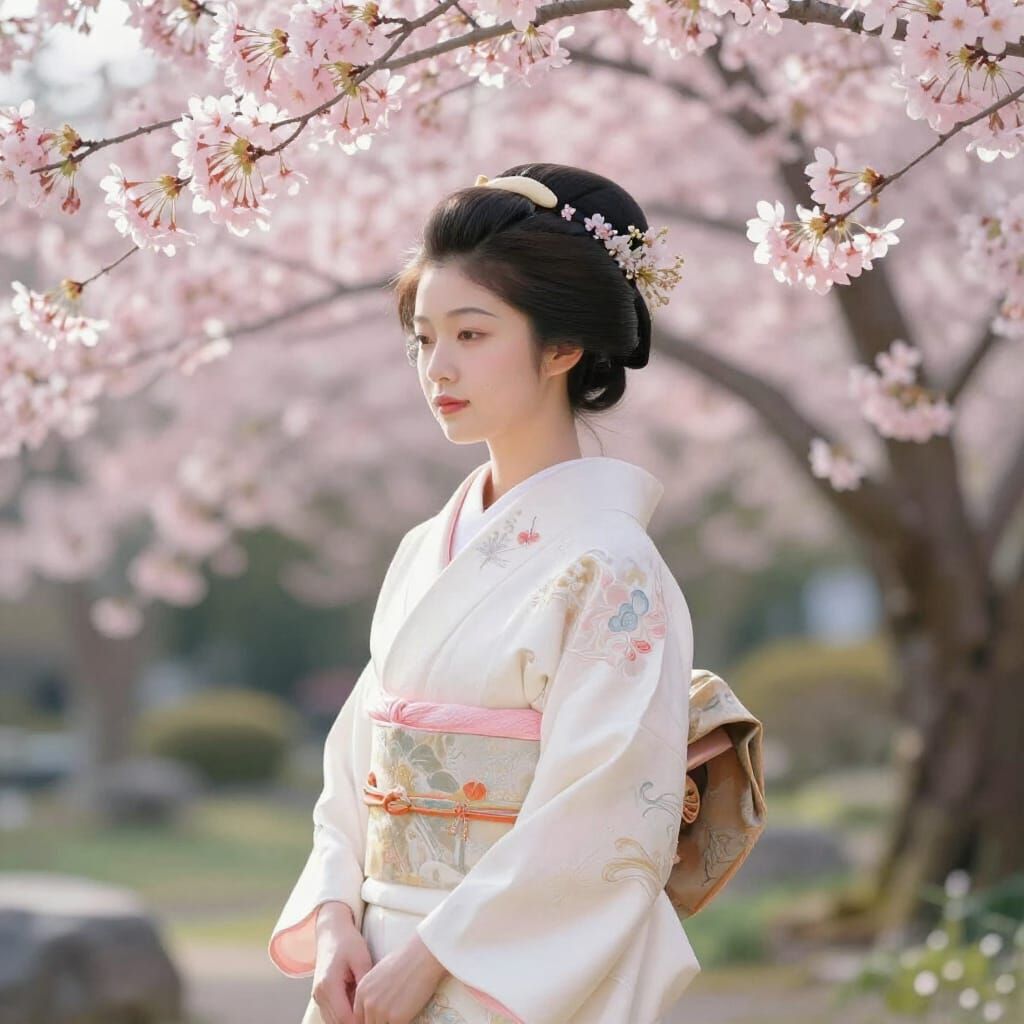 Japanese Princess Bride in Sakura Garden