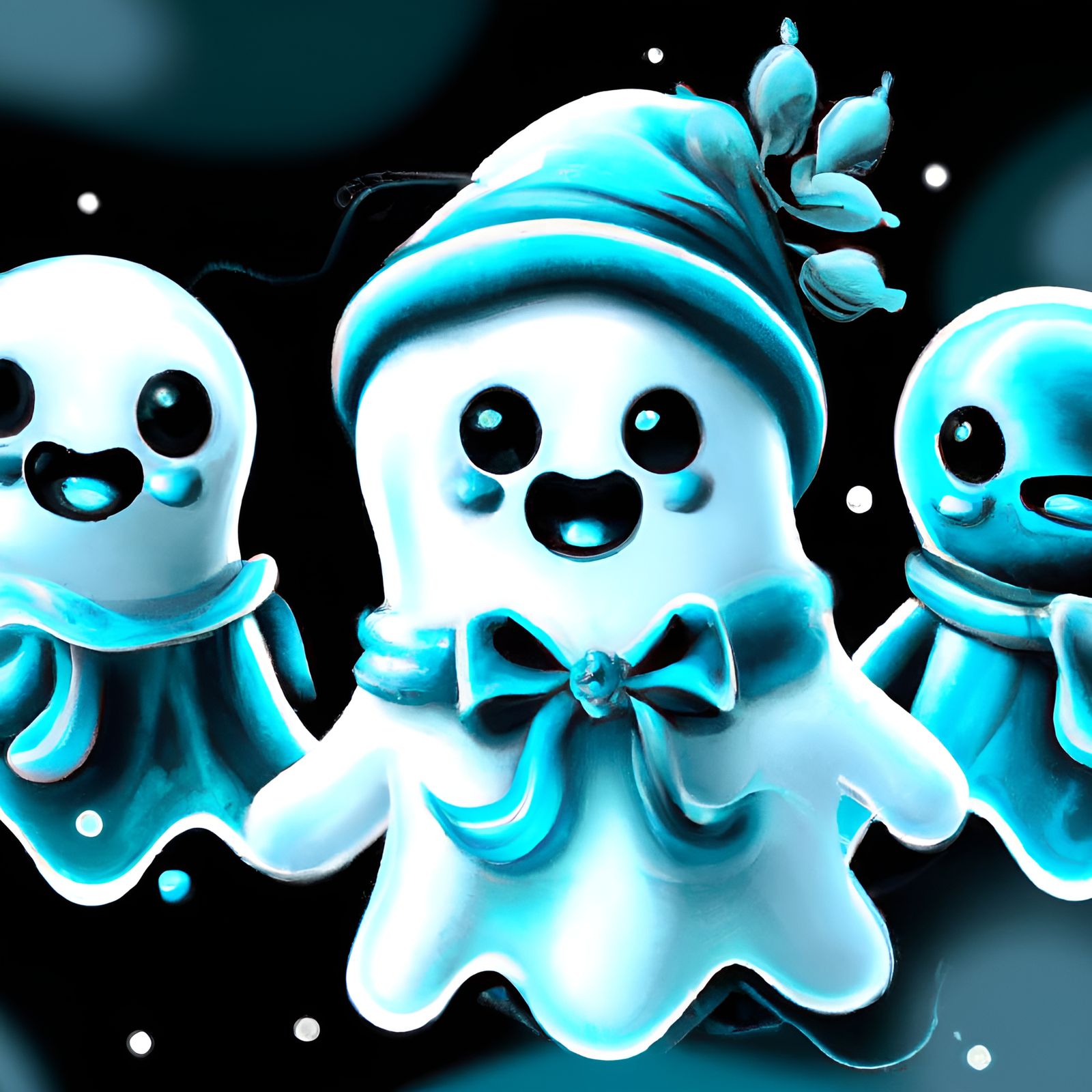 Adorable Christmas Ghosts in Digital Splash Art