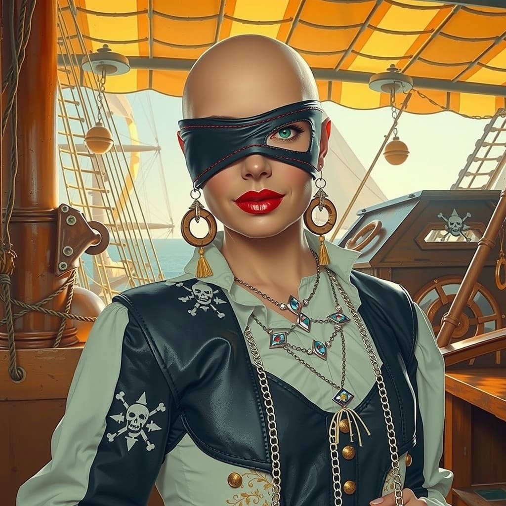 Pirate Ship Deck Portrait in Dark Fantasy Style