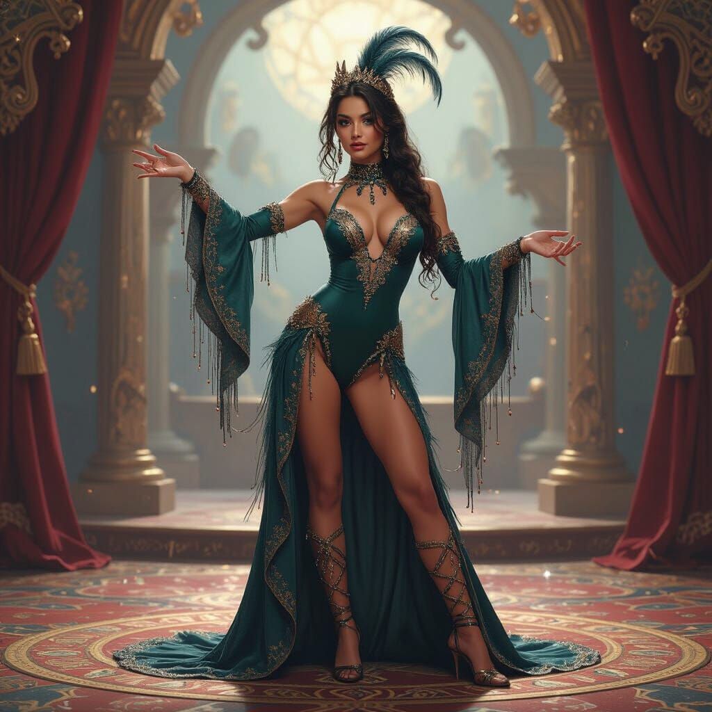 Magician's Assistant in Vegas Costume, Fantasy Concept Art