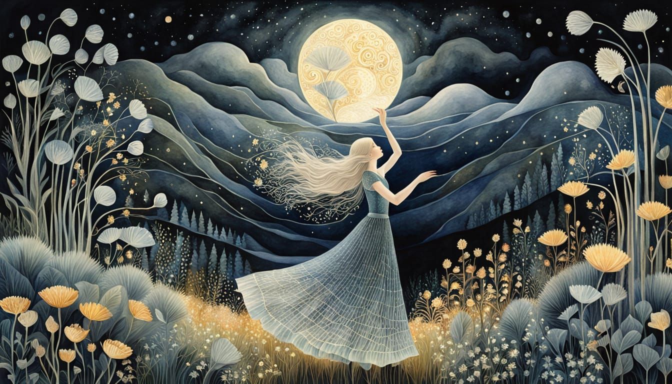 Ethereal Dance Among Celestial Blooms