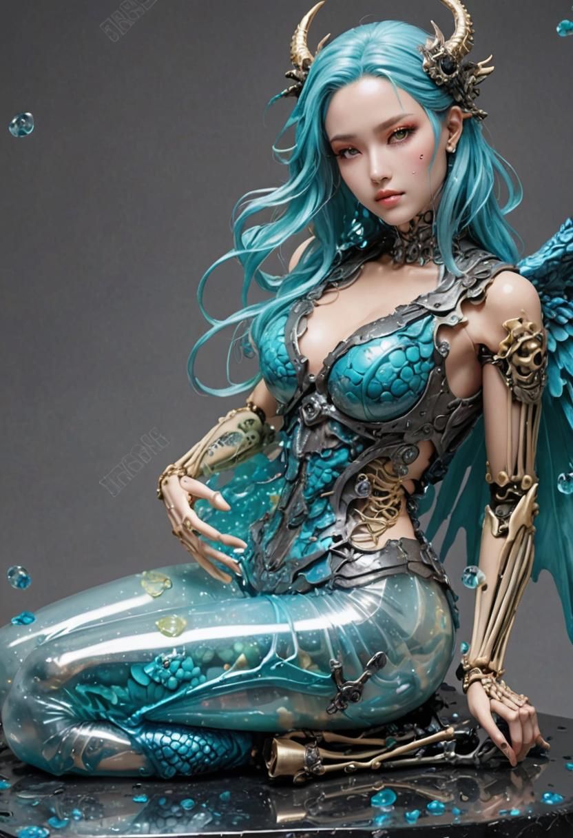 Dragon Girl with Slime Body and Metal Skeleton