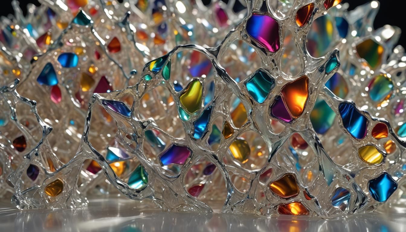 Macro Photo of Iridescent Glass Sculptures