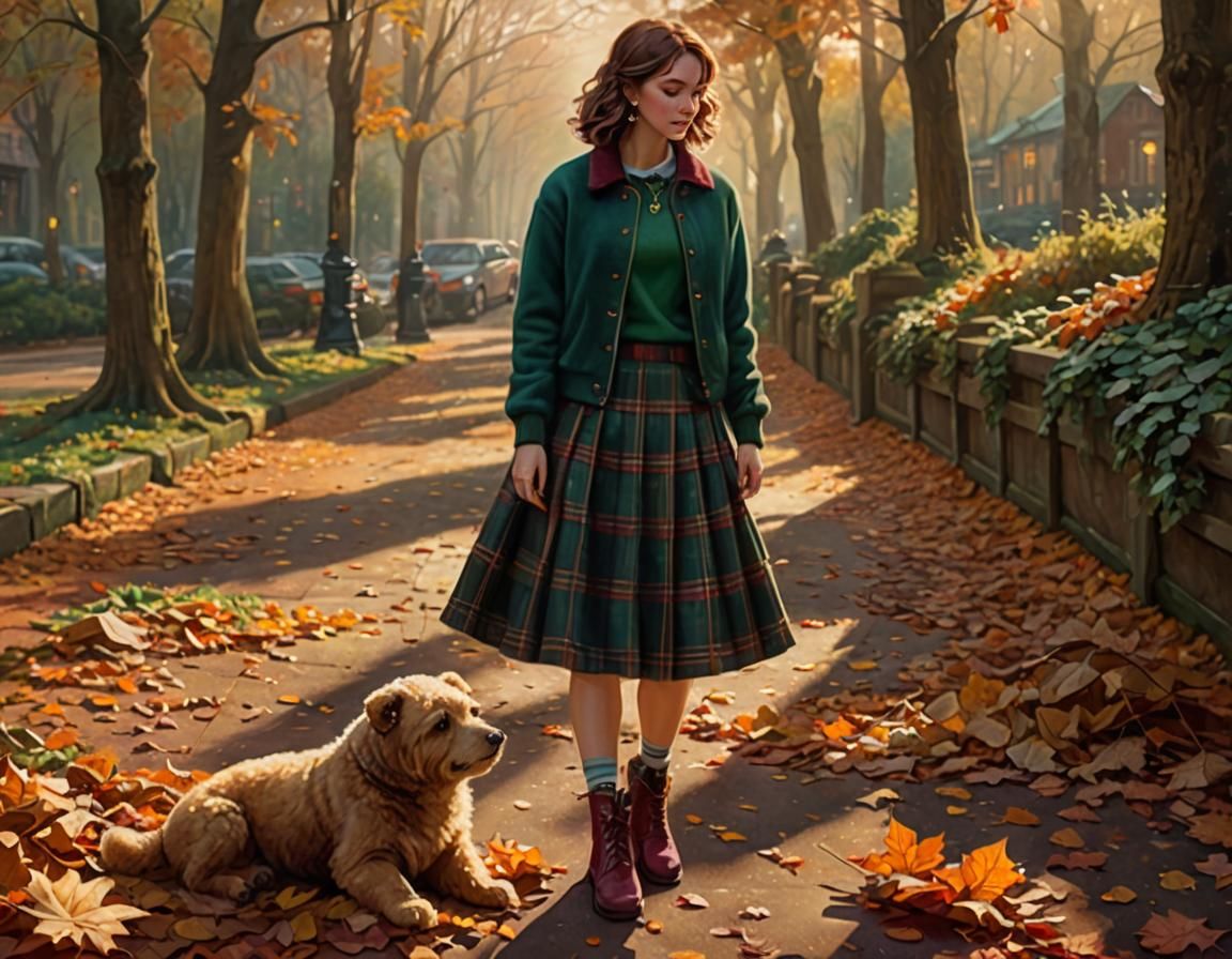 Ethereal Autumn Woman in a Dreamy Impressionist Style