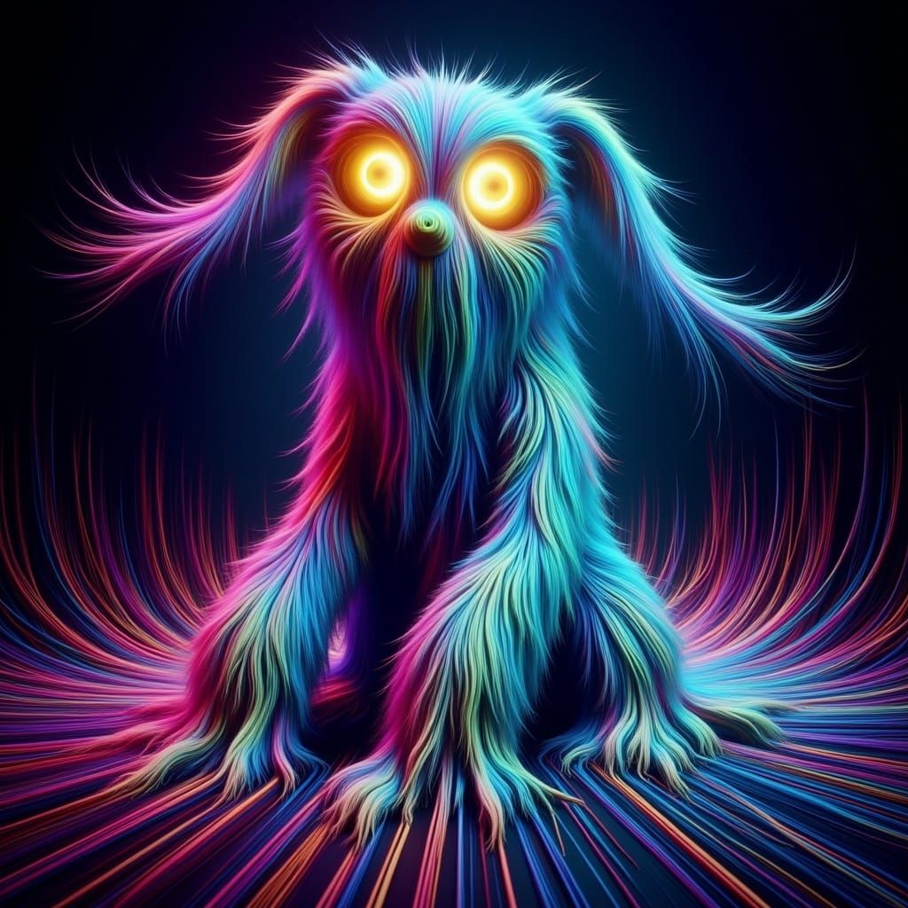 Electric Blue Rabbit Hybrid in Futuristic Neon Style