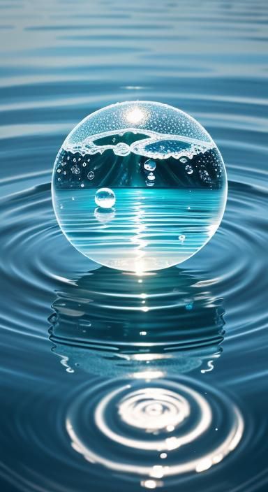 Water Orb Reflecting Lake: Surreal Digital Art