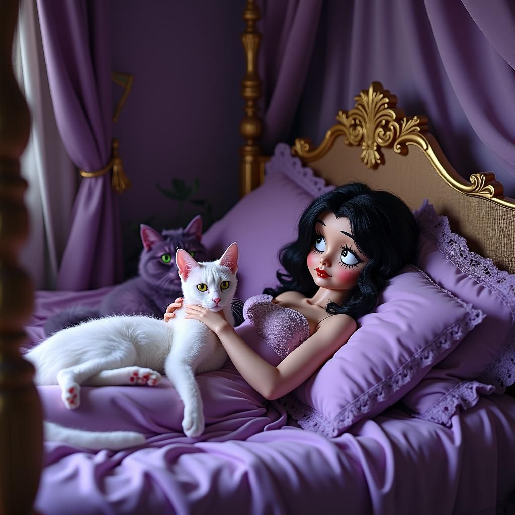 Betty Boop's Baroque Boudoir in Surreal Fantasy Style