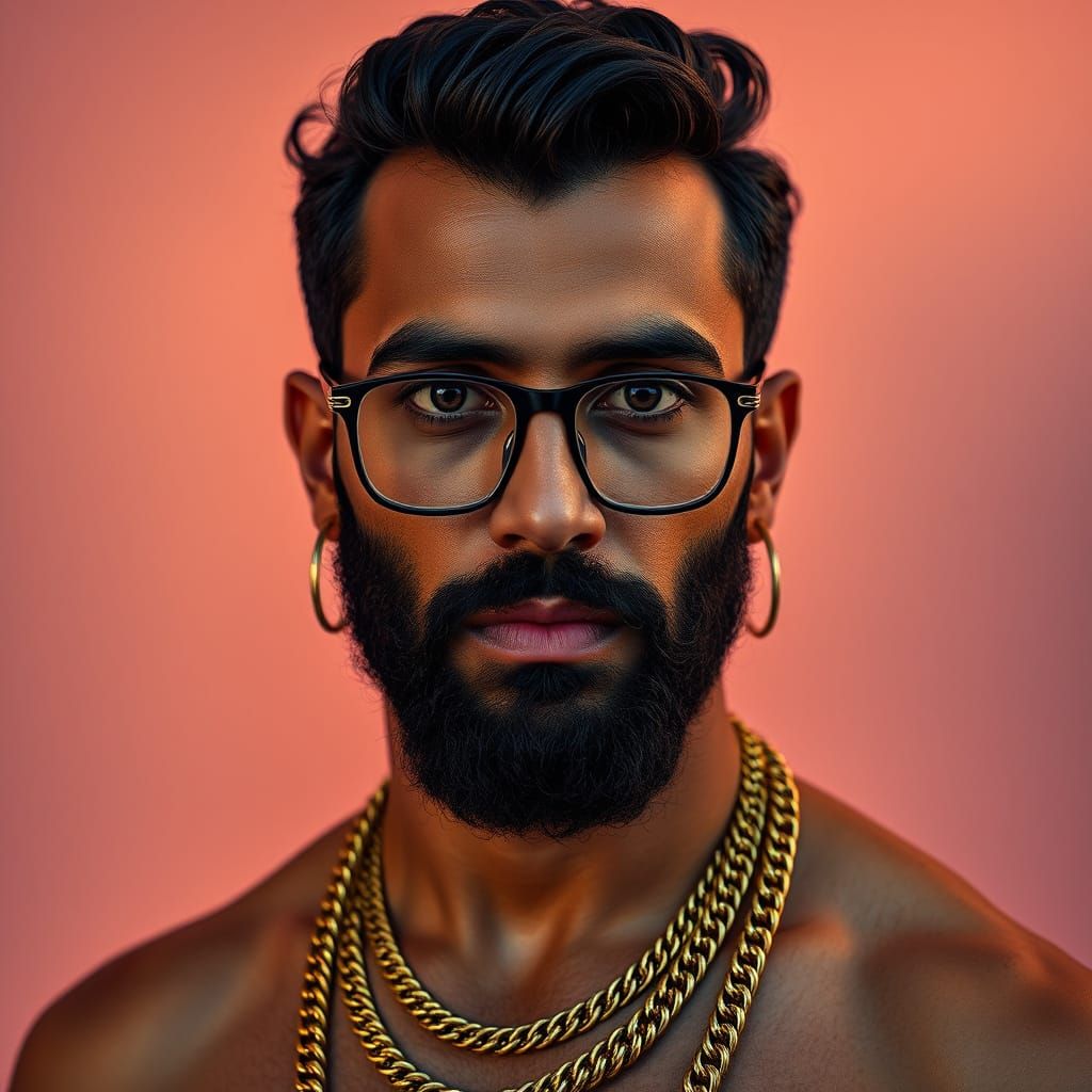 Masculine Middle Eastern Man Portrait in Baroque Style