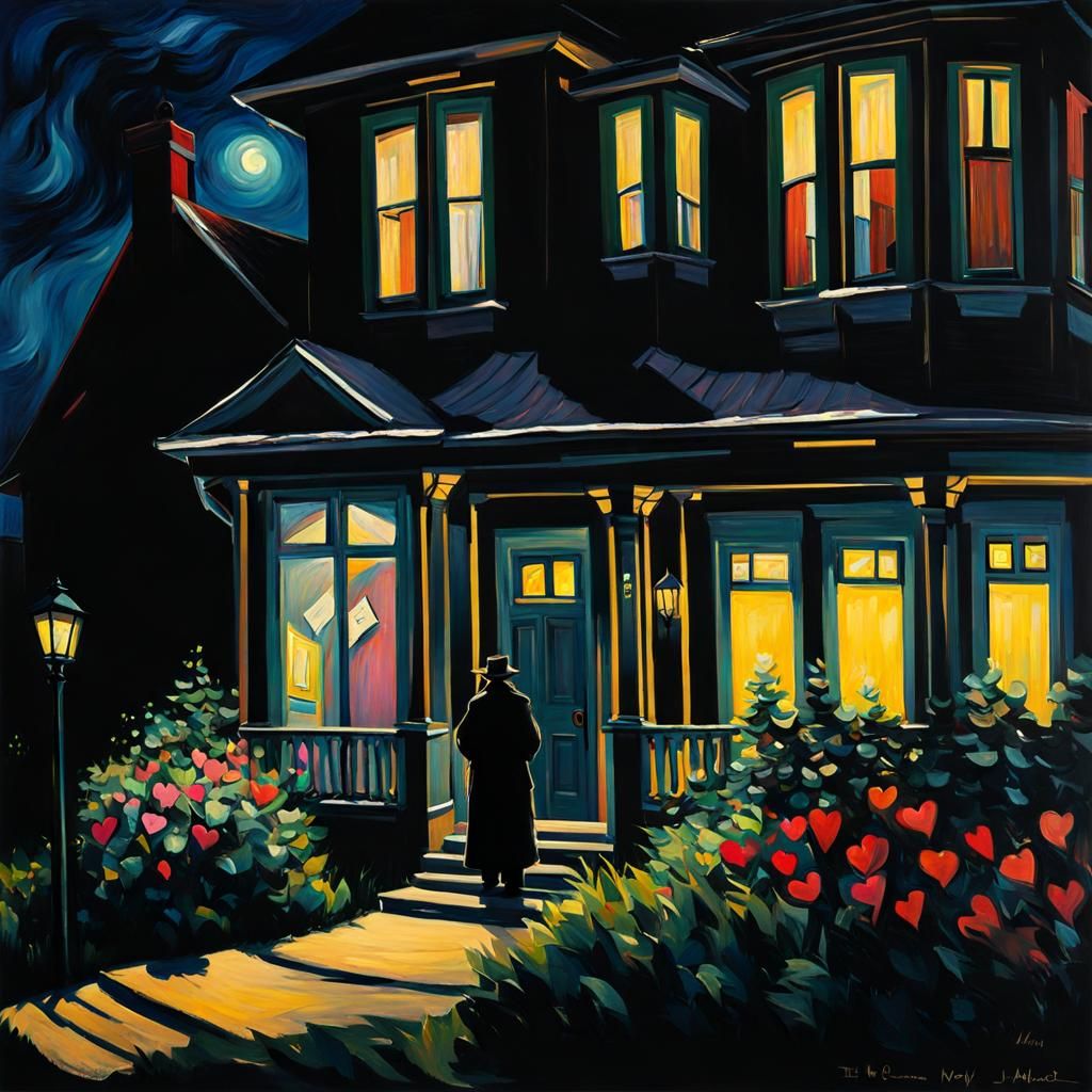 Romantic Night Scene in Post-Impressionist Style