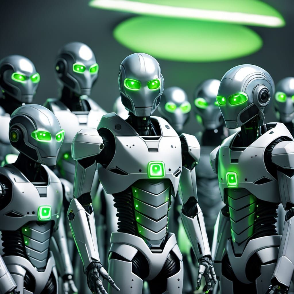 AI Cyborg Pastor Preaching to Alien Congregation