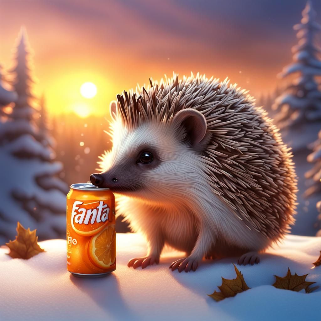 Hedgehog and Fanta at Winter Sunset