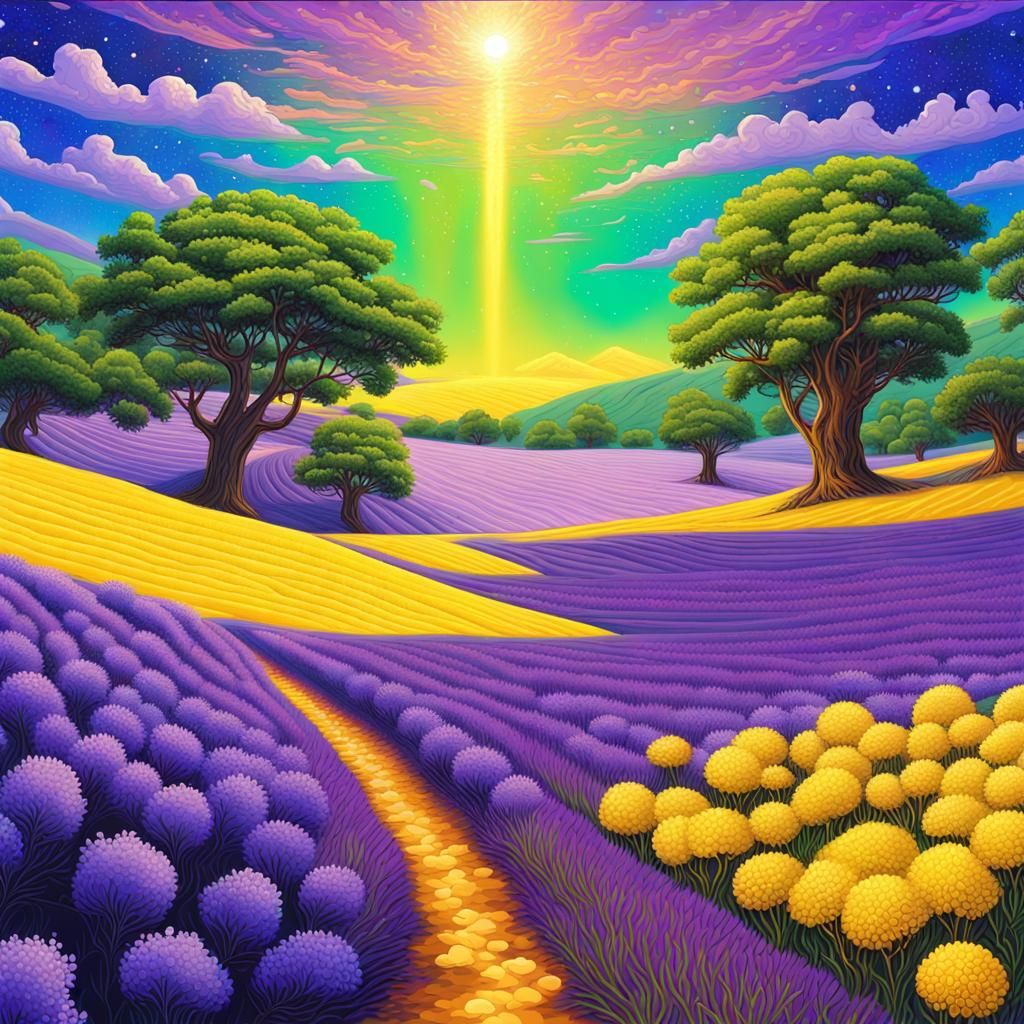 Lavender Fields in Paint by Number Style