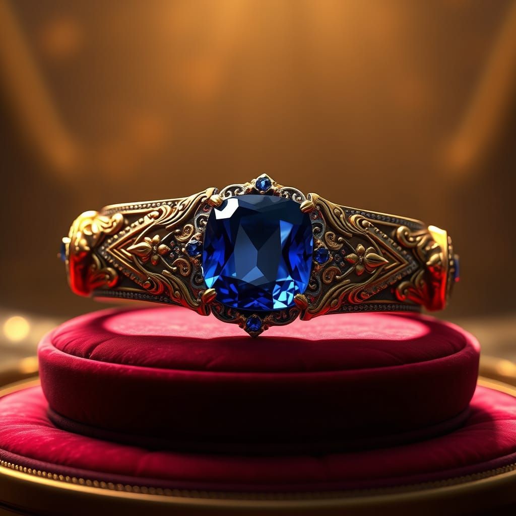 Sapphire Jewel Adorned in Intricate 8K Lighting