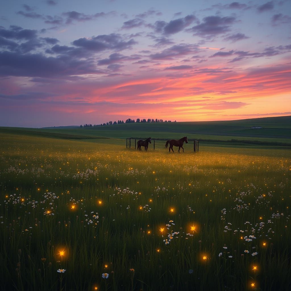 Whispers of Twilight in a Starlit Meadow