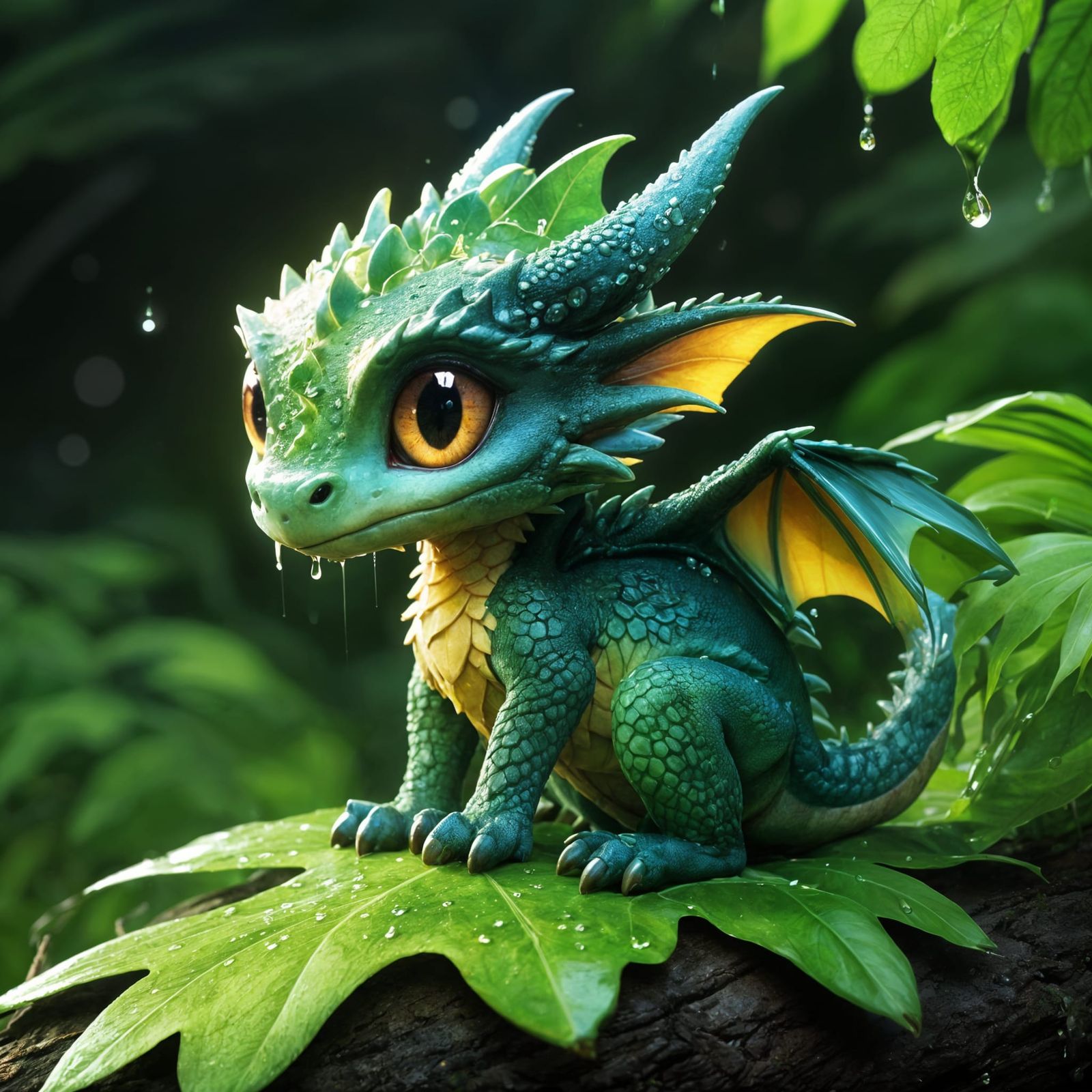 Adorable Dew Dragon Portrait in Fantasy Style