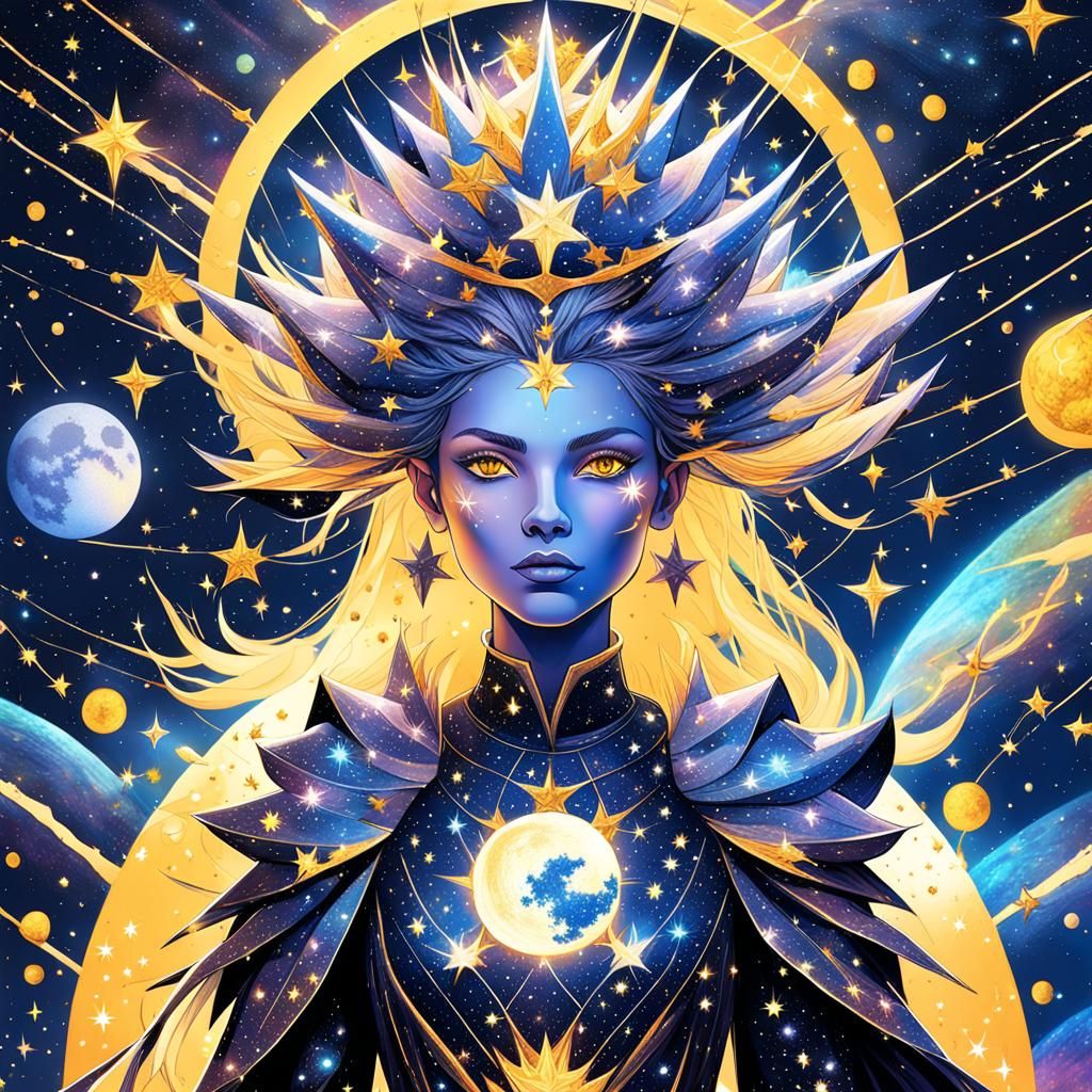 Celestial Woman: A Cosmic Astral Illustration
