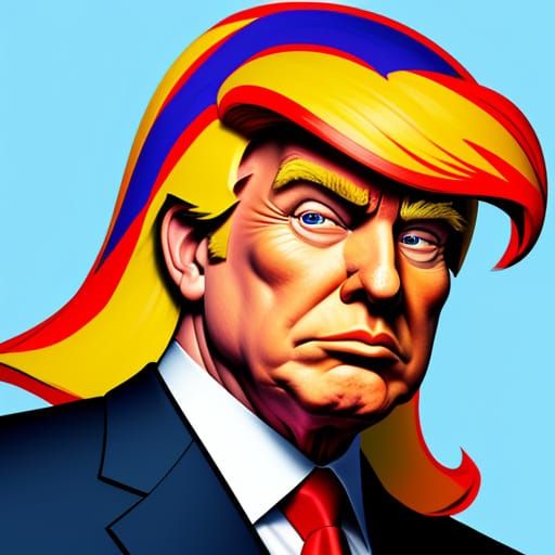 Humorous Caricature of Donald Trump in Digital Art Style