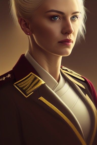 Burgundy Military Portrait in Photorealistic Style