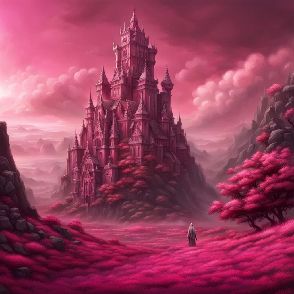 Epic Pink Druid Digital Matte Painting