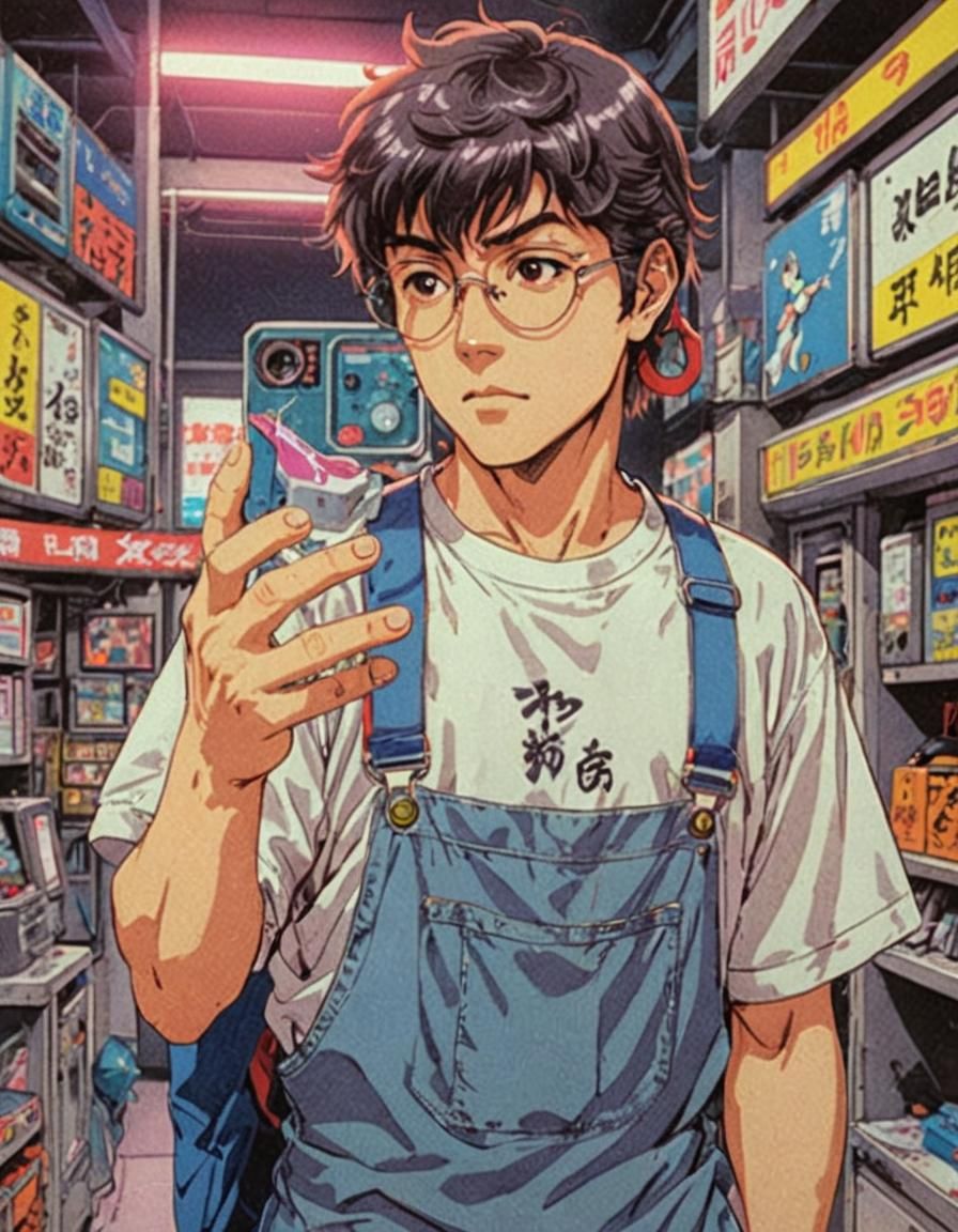 Vibrant 80s Anime Style Scene