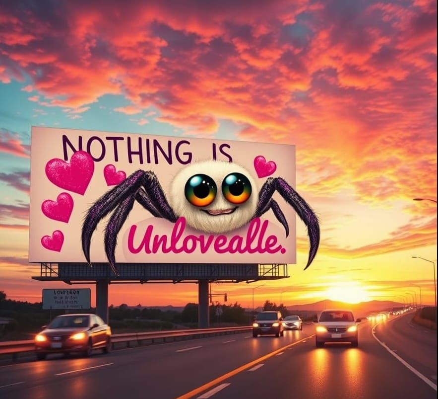 Surreal Sunset Billboard Features Adorable Spider Spreading ...