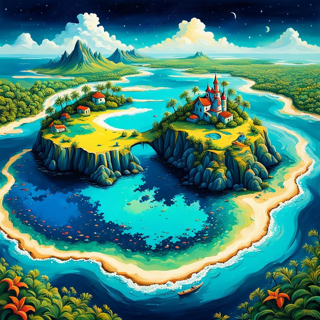 Abstract Magical Island with Complementary Colors