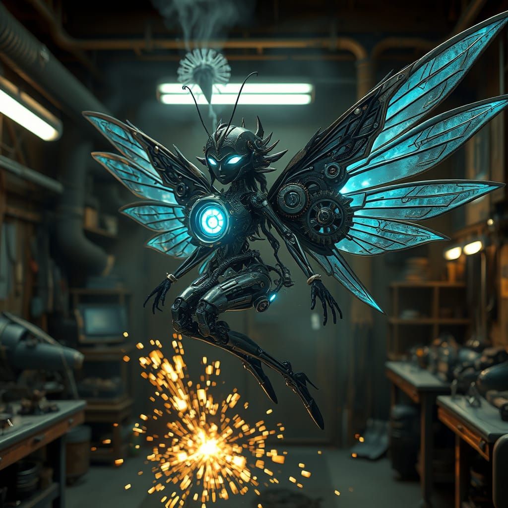 Mechanical Fairy in Techno Workshop
