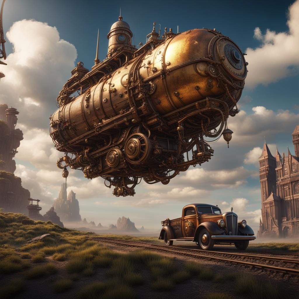 Earth as Steampunk Record Player from Clouds