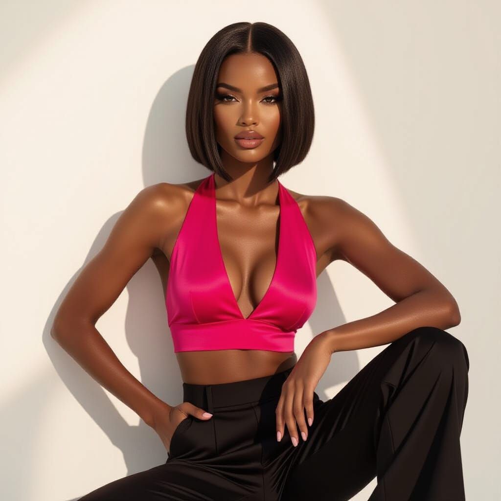 Fuchsia & Black High Fashion Editorial Portrait