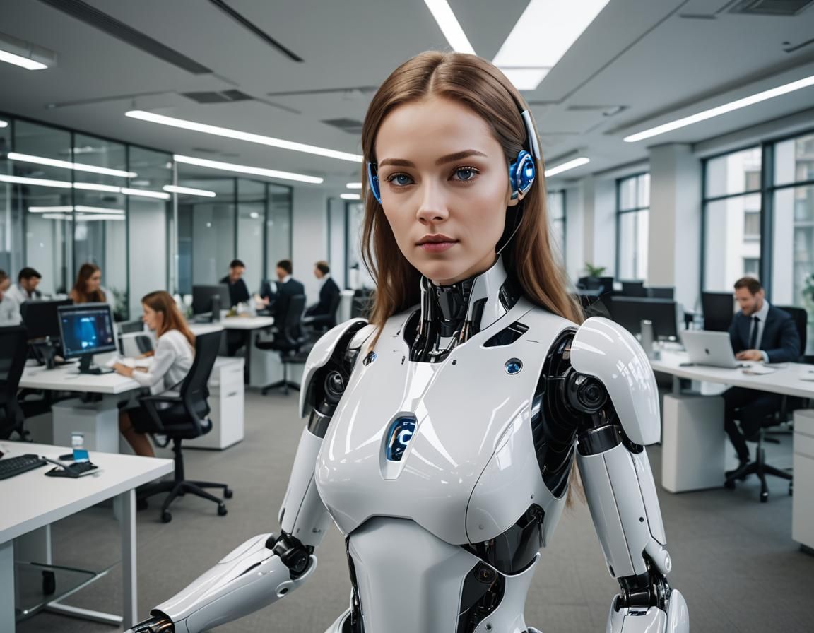 Futuristic AI Robot in Odessa Office